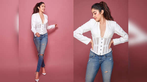 Janhvi Kapoor in a white shirt