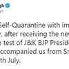 MoS PMO Jitendra Singh goes into self-quarantine after J&K BJP President Ravindra Raina tested positive for Covid-19 with whom he had come in contact.