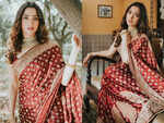 Tamannaah Bhatia's burgundy satin sari should be part of your bridal trousseau