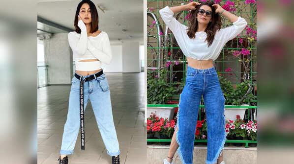 Hina Khan to Karishma Tanna: TV celebs' love to pair their white tees with denim; a style statement that never fades