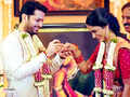 Candid pictures from actor Nithiin and fiance Shalini&rsquo;s engagement celebration