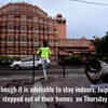 Article image for: People step out wearing masks as <i class="tbold">weather</i> turns pleasant in Jaipur