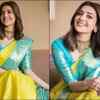 Kajal Aggarwal becomes the cynosure of all eyes in a yellow kanjeevaram saree