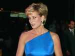 Her electric Blue Versace Dress