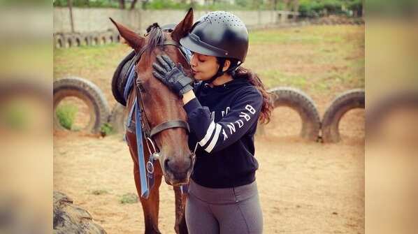Pranitha Subhash's horse riding
