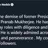 Expressing grief over the demise of former President Pranab Mukherjee, BJP president JP Nadda said he served the country with diligence and was admired across party lines.
