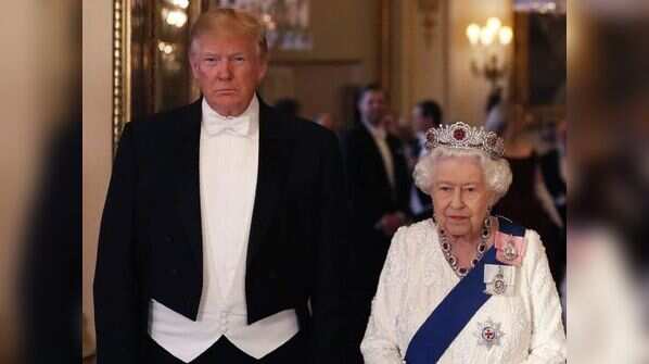 The Queen wearing the Burmese ruby tiara while meeting US President Donald Trump