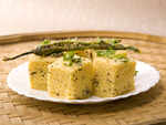 Dhokla in a deep pan