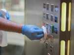 Practice lift etiquette and disinfection