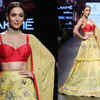 ​Red blouse + yellow lehenga