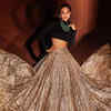 ​Black turtleneck + Golden lehenga