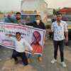 Youth Congress members protest at Kopri bridge in Thane against the alleged gang-rape in UP's Hathras district and use of force by police on Congress convoy in Greater Noida