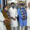 Bihar: Bharatiya Janata Party (BJP) leader Rameshwar Chaurasia (in blue kurta) joins Lok Janshakti Party (LJP) in Patna.