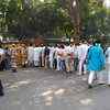 People queue up outside Ram Vilas Paswan's residence