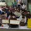 Delhi: Resident doctors of Hindu Rao Hospital continue their protest alleging salary non-payment over the last few months