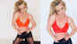 Britney Spears looks gorgeous in red bralette top and black stockings