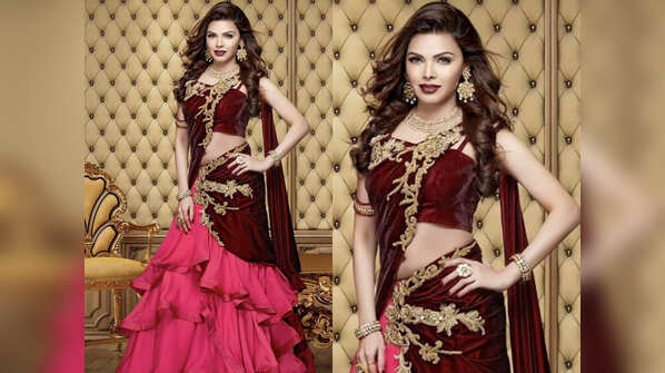The actress slays the Indo-western saree look