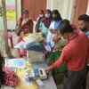 Preparations underway at a polling station in Munger as the voting for the first phase of Bihar elections to begin shortly