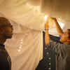 Picnic at night with flashlights and lanterns