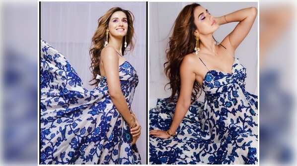 Floral blue maxi dress