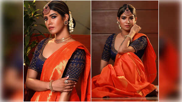 Amritha Suresh looks stunning in a traditional festive ensemble