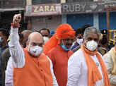 GHMC polls: Amit Shah holds roadshow in Hyderabad