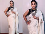 The offwhite sari