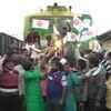 Maharashtra: Swabhimani Shetkari Saghtana staged 'Bharat Bandh Rail Roko' protest and briefly stopped a train today in Malkapur of Buldhana dist. They were later removed from the tracks by Police and detained.
