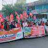 Left parties and trade unions in Vizag conduct a rally in support of the Bharat Bandh call given by all parties and farmers associations.