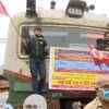 Left parties stop a train at Jadabpur Railway Station in Kolkata