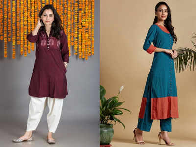 Latest Indian Fashion Kurti Designs Paired with jeans or pants