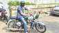 Kartik Aaryan was seen arriving for an ad shoot in Filmcity on a bike