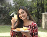 Actress Alisha Prajapati enjoys fafda-jalebi on Dussehra