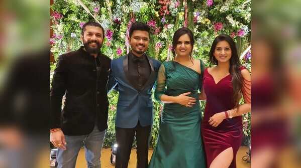 Harshika Poonacha, Bhuvan attended the reception