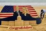 Sudarsan Pattnaik dedicates sand art to Joe Biden, Kamala Harris