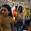 Fashion walk in a metro