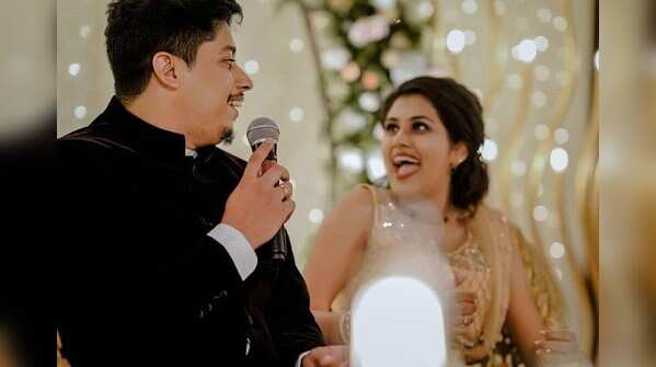 Alina's engagement dress' has 'Alina Rohit' engraved in it