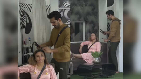 Abhinav styles Rakhi's hair