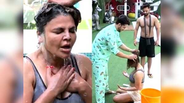 Rakhi Sawant gets headwash from Rahul Vaidya and Aly Goni