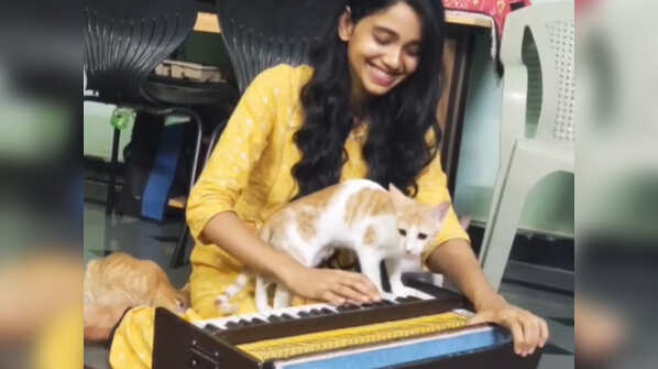 Bhagyashree Limaye is a Harmonium player