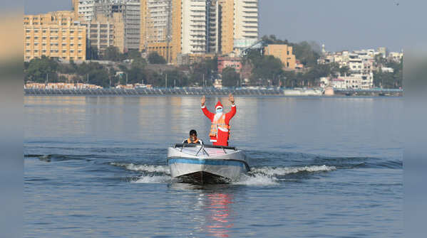 Santa came on a boat!