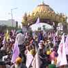 Punjab: Protesters block roads as part of 'Chakka Jaam' call given by farmers from 12 pm to 3 pm today; visuals from Golden Gate on Delhi-Amritsar National Highway in Amritsar.