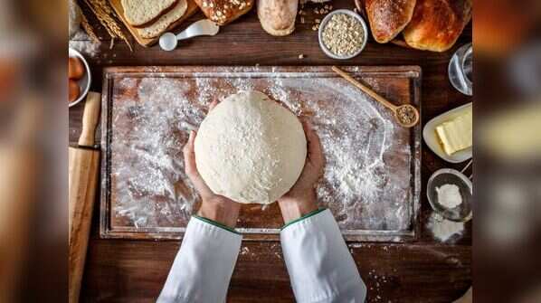 Making homemade pizza dough and bread