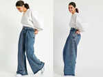 Baggy bootleg denim pants