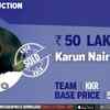 Karun Nair goes to KKR for base price of Rs 50 Lakh