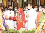 Thackeray Jr holds baby Shivaji during the cradle ceremony