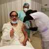 Union skill development minister Mahendra Nath Pandey gets his first vaccine shot.