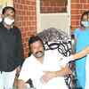 Karnataka Minister BC Patil takes his first shot of the vaccine at his residence in Hirekerur, Haveri.