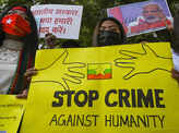 Myanmar refugees hold protest against military coup