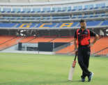Cricketer Priyank Panchal trains at Narendra Modi Stadium